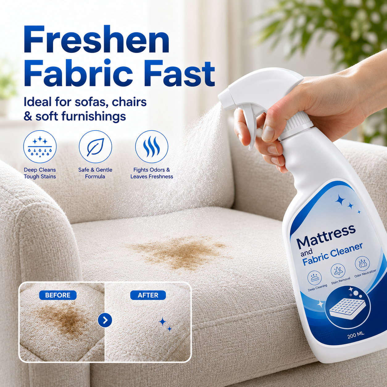 🌿 Mattress Cleaner Spray for Mattress, Sofa & Cushions ✨