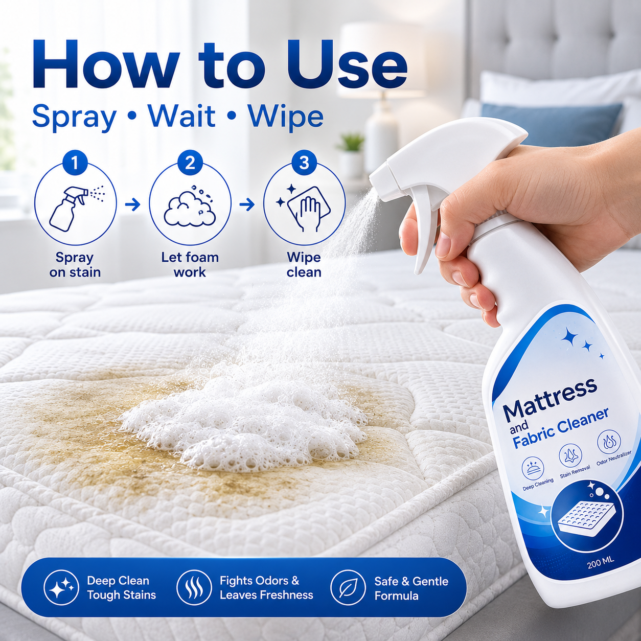 🌿 Mattress Cleaner Spray for Mattress, Sofa & Cushions ✨