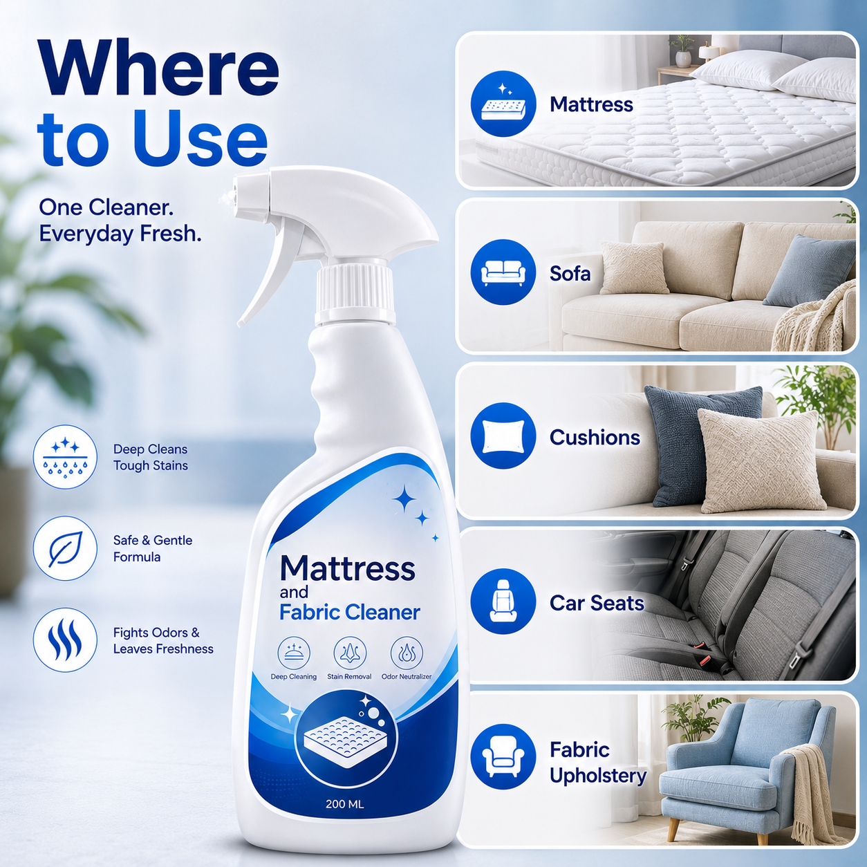 🌿 Mattress Cleaner Spray for Mattress, Sofa & Cushions ✨