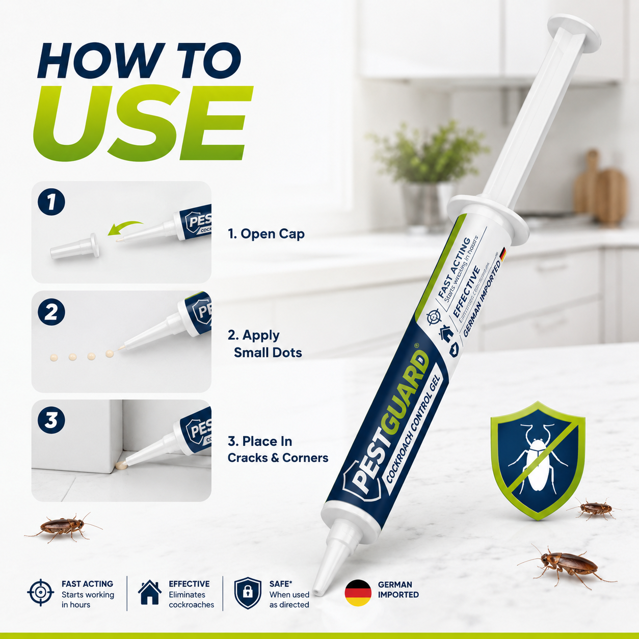 🪳✨ German Imported Roach Control Gel – Fast Acting Roach Control for Kitchen, Home & Office