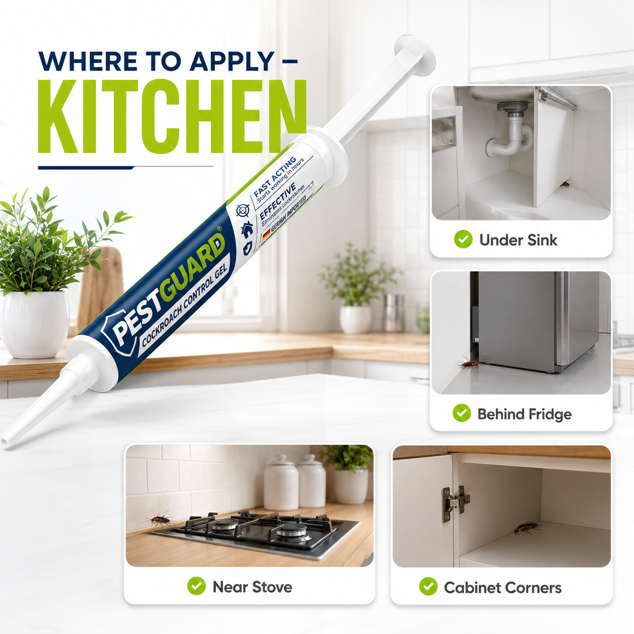 🪳✨ German Imported Roach Control Gel – Fast Acting Roach Control for Kitchen, Home & Office